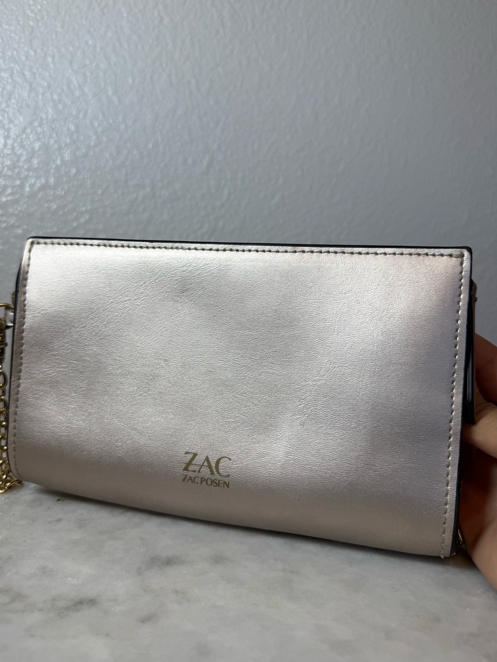 Zac Posen Metallic Champagne Gold Clutch with Gold Hardware - Picture 5 of 8